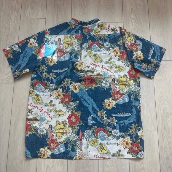 Reyn Spooner Hawaiian Aloha island map hibiscus classic fit button shirt 3XL - Picture 2 of 5